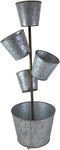 Ebros Gift Galvanized Metal Rustic Vertical Pole 5 Tier Variable Sized Pot Planters Indoor Or Outdoor Standalone Planter Pots for Succulents Or Natural Greenery Plants Lawn Pool Patio Garden Accent