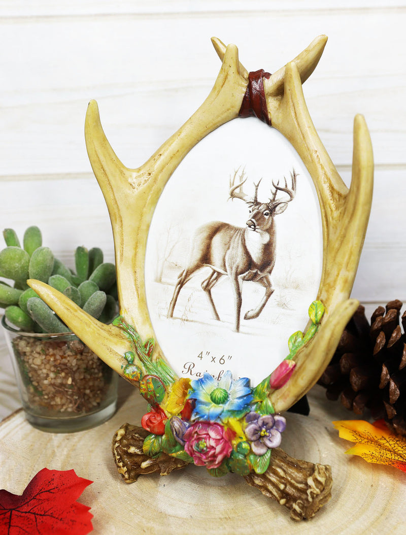 Rustic Intertwined Stag Deer Antlers Desktop Or Wall Picture Frame 4"X6" Photo