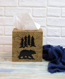 Rustic Western Black Bear Pine Trees Forest Silhouette Tissue Box Cover Holder