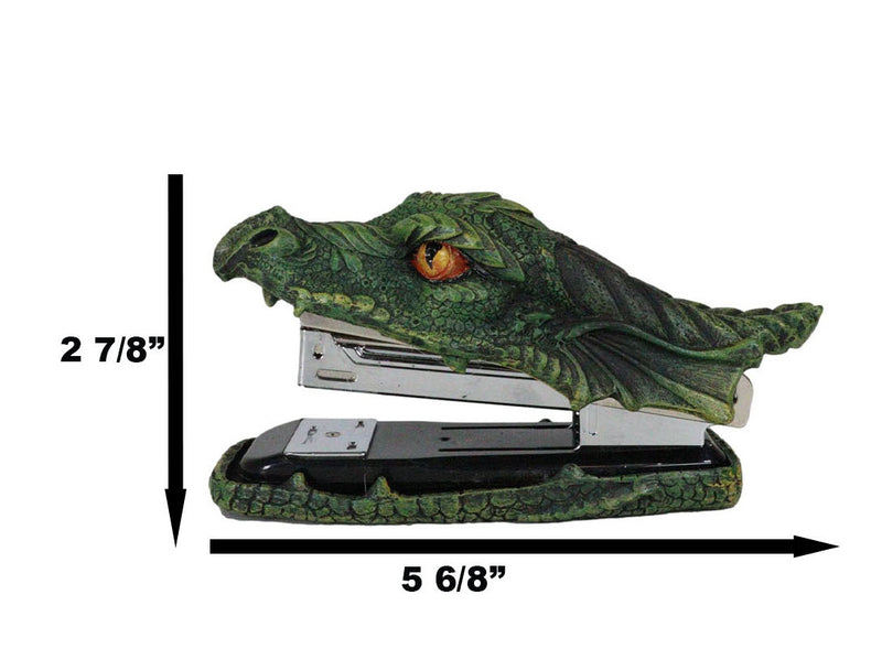 Ebros Legendary Green Fire Dragon Head Stapler Light Duty Office Desktop Stationery