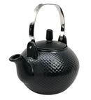 Ebros Gift Imperial Spotted Texture Teapot With Stainless Steel Handle 28oz (Black)