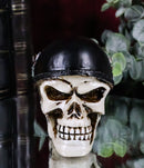 Day of The Dead Biker Skull Skeleton with Red Cross Black Helmet Mini Figurine