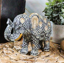 Ebros Silver and Gold Patterned Elephant Statue 5.25" Long Feng Shui Elephant Figurine Symbol of Wisdom Fortune and Protection (Calf Elephant)