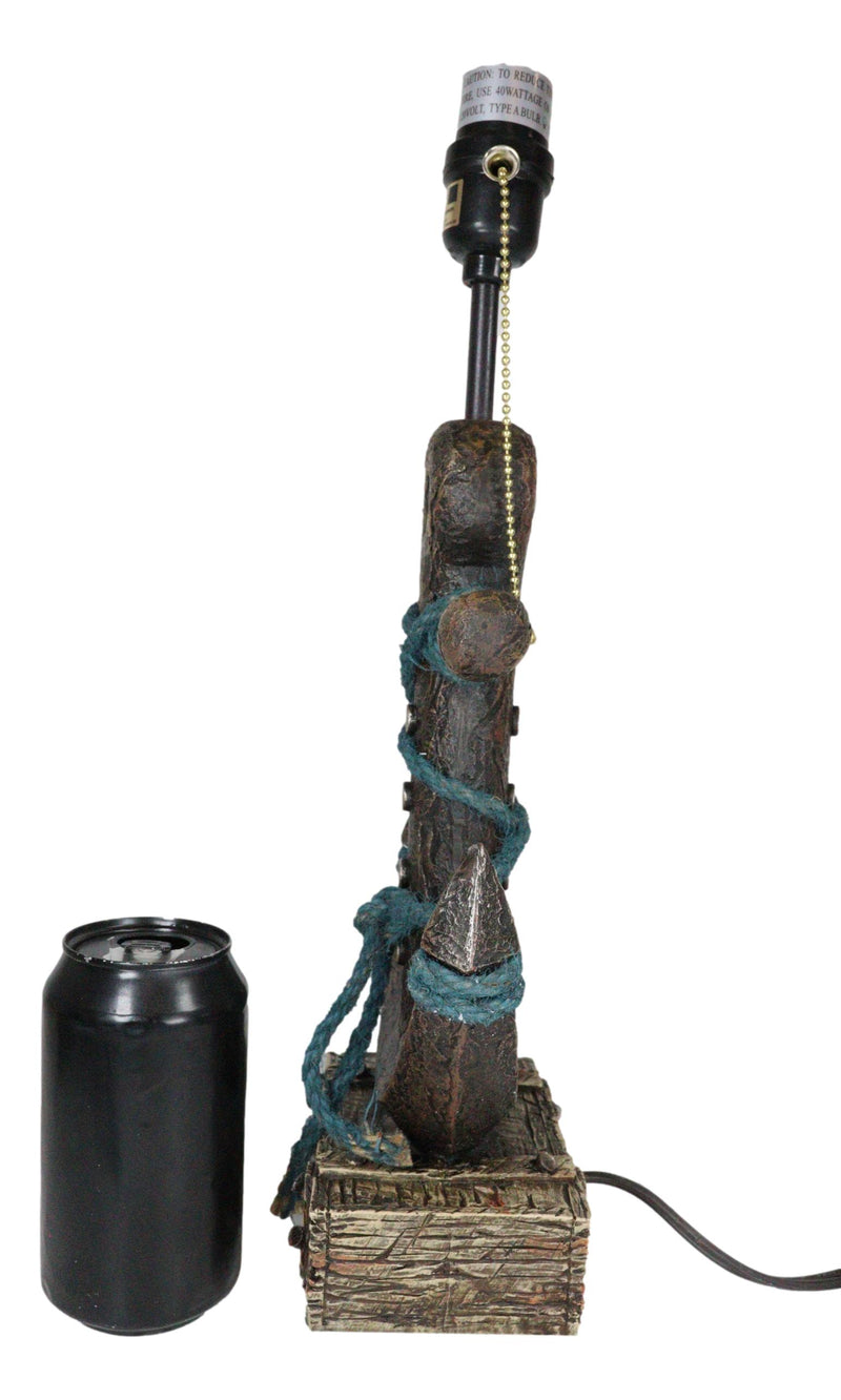 Rustic Sea Nautical Wharf Ship Anchor With Getty Ropes Table Lamp With Shade