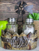 Rustic Country Farm Windmill Outpost With Horseshoes Salt And Pepper Shakers Set