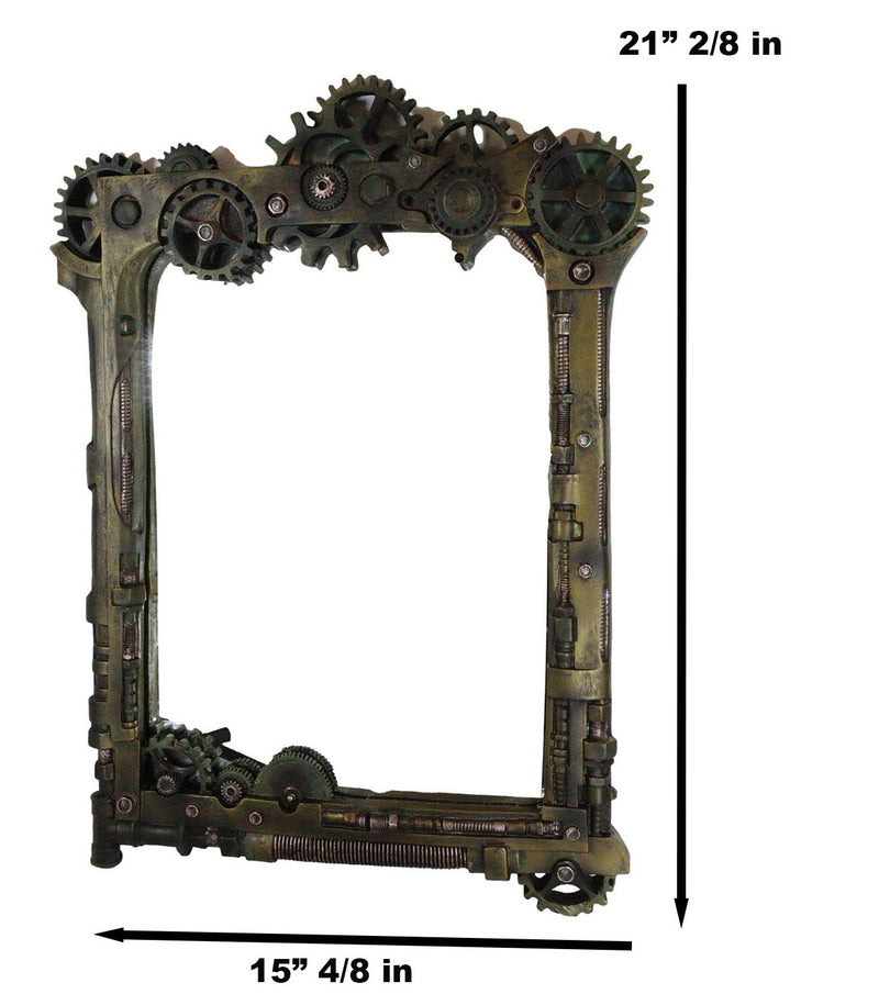 Steampunk Industrial Gears Pipes Bolts Time Travel Wall Decorative Mirror 22"H