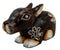 Balinese Wood Handicrafts Crouching Bunny Rabbit With Floral Tattoo Figurine 6"L