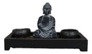 Meditating Gautama Buddha Zen Garden Kit With Pebbles And Candle Holder Barrels