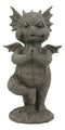 Small Baby Garden Dragon In Zero Gravity Yoga Balance Faux Stone Finish Statue