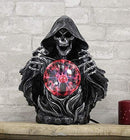 Ebros 11.25" H Gothic Alchemy Arch Evil Grim Reaper Skeleton Invoking Death Statue Electric Plasma Scrying Glass Ball Lamp AC Powered Flashing Lights Party Accent Home Decor - Ebros Gift