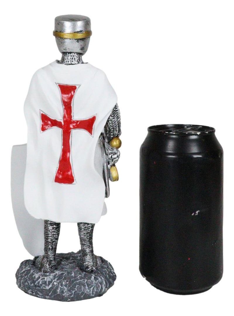 White Cloak Medieval Crusader Swordsman With Shield Of Faith Knight Figurine
