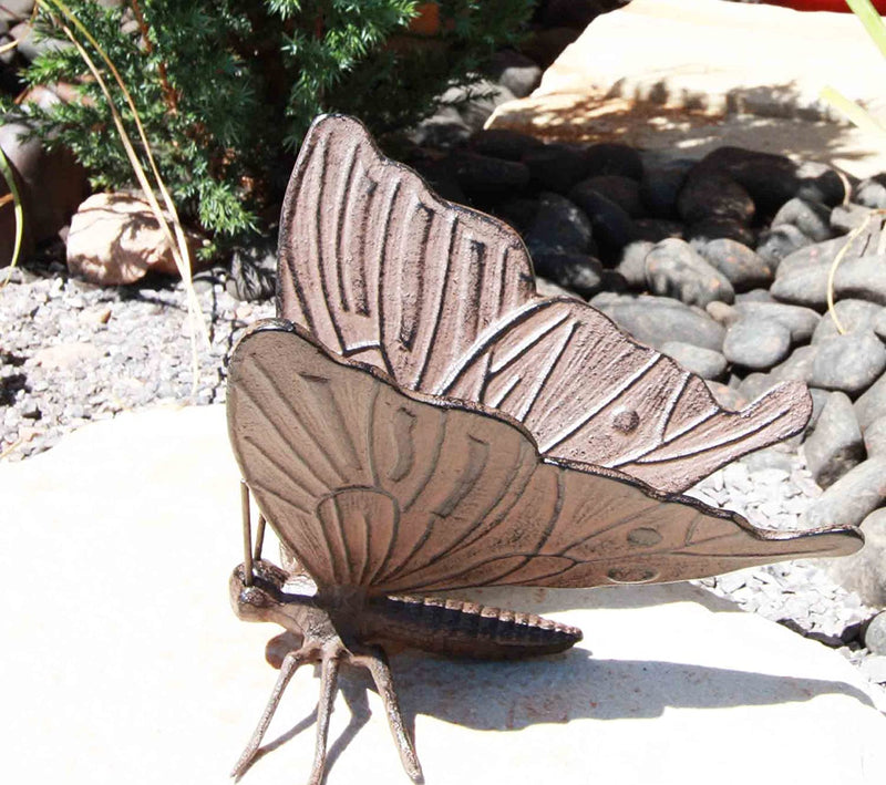 Ebros 7" Long Metamorphosis Flitting Butterfly Bronzed Decorative Garden Statue