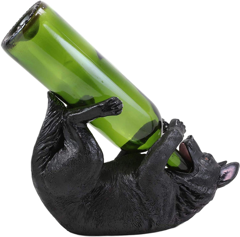 Ebros German Shepherd Dog Wine Bottle Holder Kitchen Decor (Black)