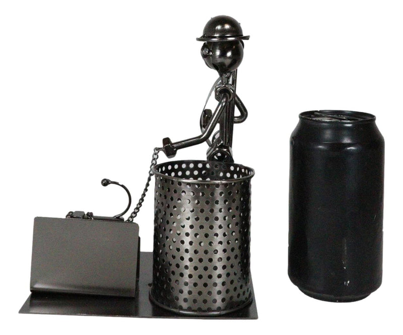 Outdoor Hunter With Dog Metal Desk Stationery And Business Card Holder Organizer