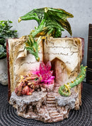 Ebros Green Dragon Wyrmling Perching On LED Crystals Book Of Spells Figurine