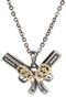 Ebros Gift Steampunk Dual Pistol Necklace Pendant Pewter Alloy