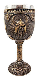 Ebros Norse Mythology Viking Alfather Odin God Of Asgard 7oz Resin Wine Goblet Chalice With Stainless Steel Liner Asgardian Ruler Thor Loki Frigga Royal Gods Family Celtic Knotwork Base