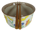 Japanese Design Ceramic Ramen Noodles Bowl & Chopsticks Set Spring Flower Bloom