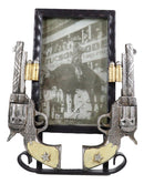 Rustic Western Double Pistol Revolver Guns 4"X6" Desktop Or Wall Picture Frame