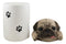 Ceramic Pug Puppy Dog Hiding and Peeking Dry Storage Jar With Paw Prints Decor