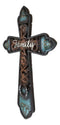 Western Family Tooled Tuscan Fleur De Lis Floral Scrollwork Horseshoe Wall Cross
