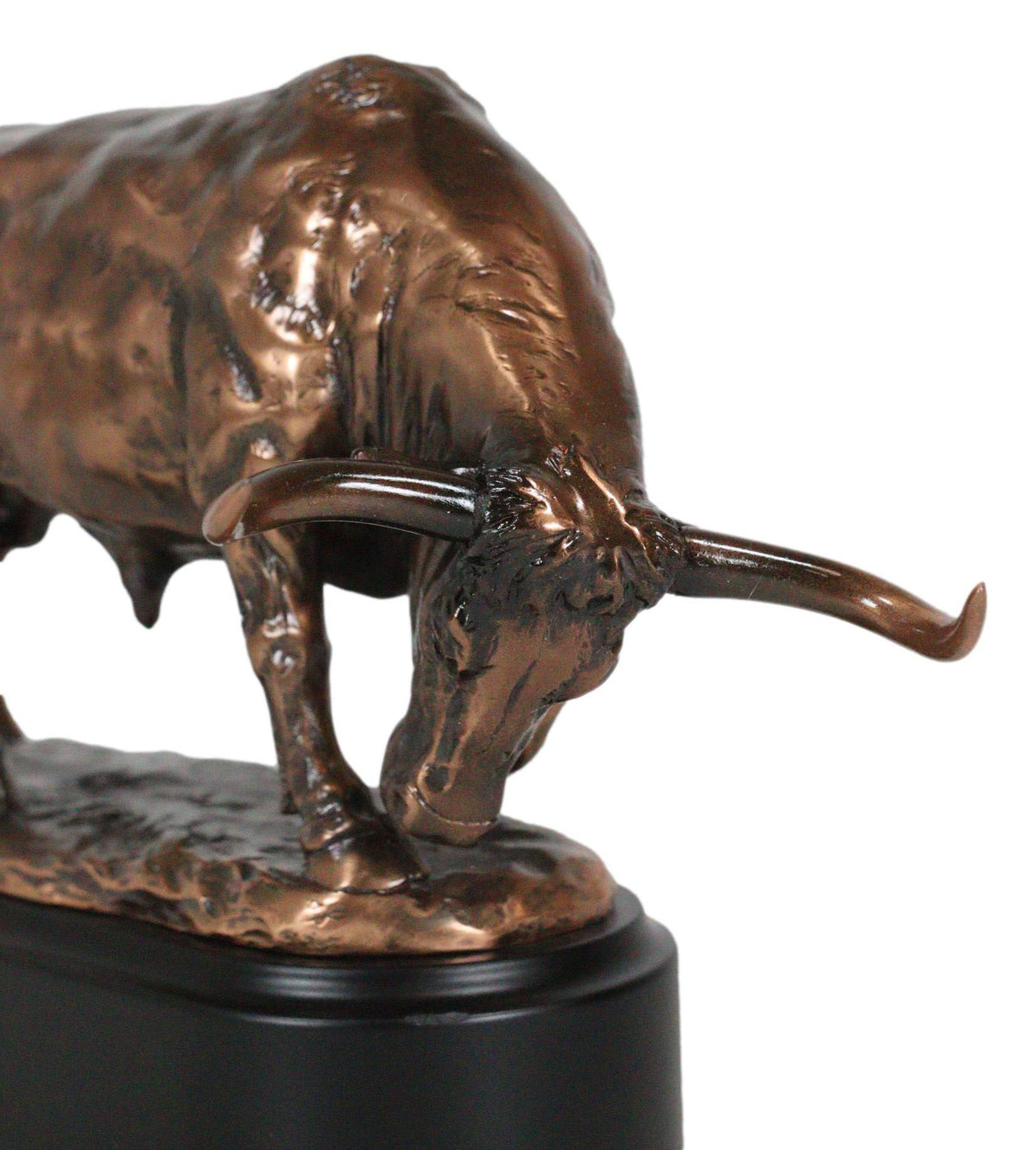 Wall Street Charging Bull Bronze Electroplated Resin Statue With Pedestal Base