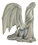 Ebros Resting Wise Old White Medieval Dragon Statue 8" Long