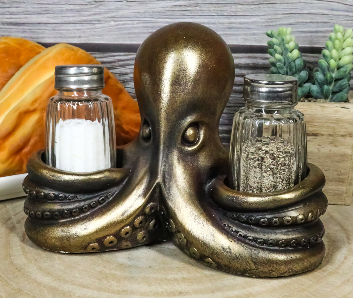 Ebros 6.5"L Giant Octopus Tentacle Spice Glass Salt Pepper Shaker Holder Figurine - Ebros Gift