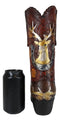 Western Deer Antlers Horseshoe Floral Scroll Art Cowboy Cowgirl Boot Vase Figurine