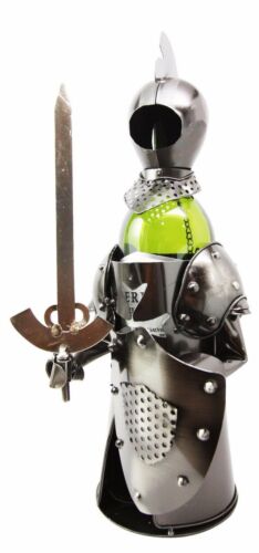 Medieval Suit of Armor Knight Hand Made Metal Wine Bottle Holder Caddy Decor