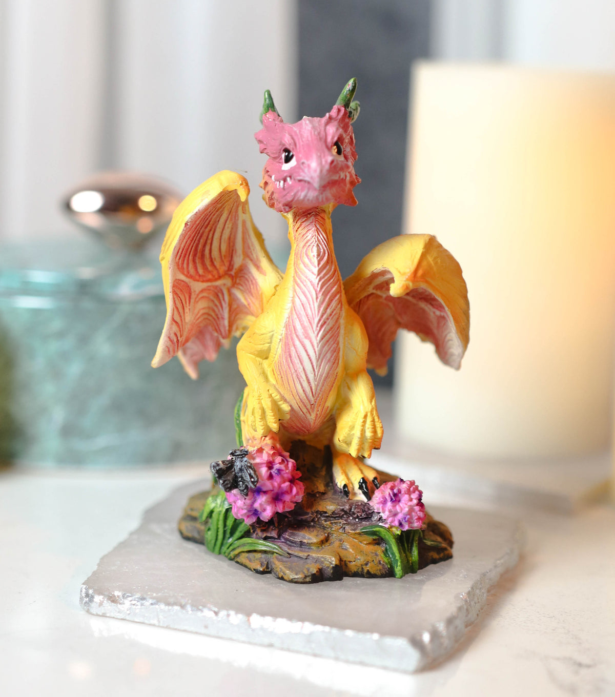 Colorful Fruits Vegetables Yellow Onion Dragon Figurine Fairy Garden Decor