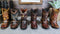 Pack Of 6 Rustic Western Cowboy Cowgirl Faux Leather Boots Pen Holder Figurines