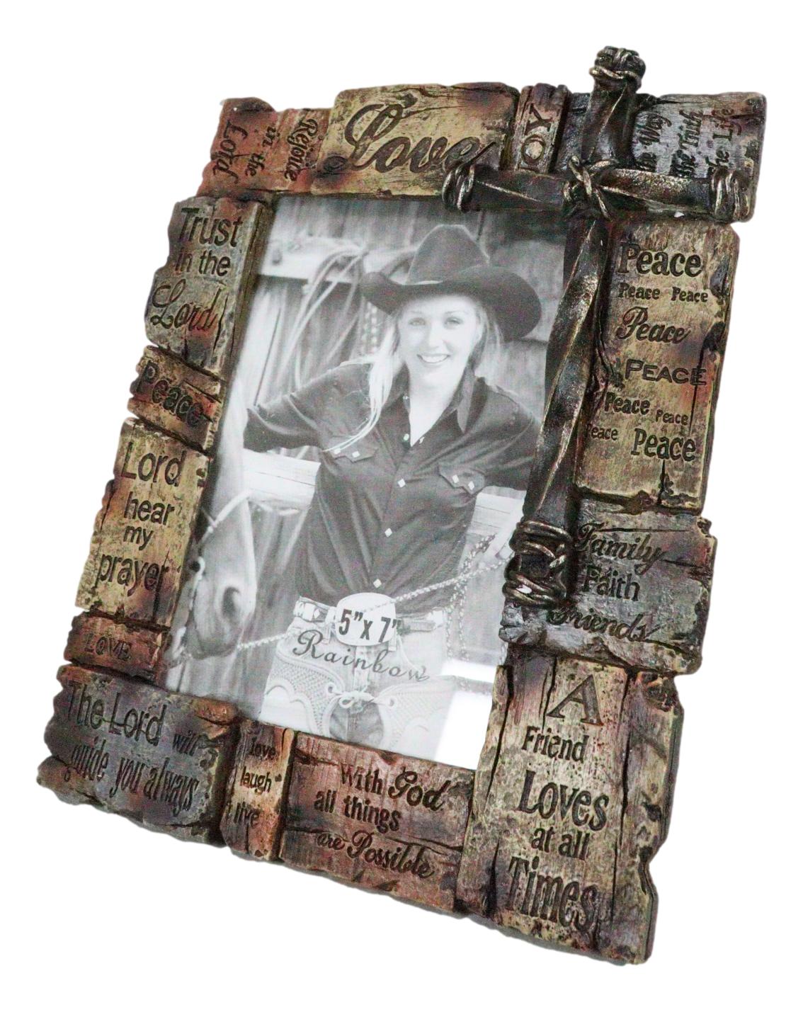 Rustic Christian Bible Scripture Faith Hope Love Grace 5"x7" Picture Photo Frame