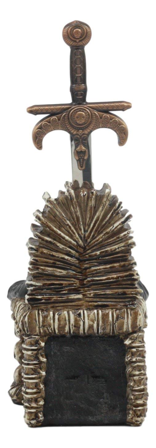 Ebros Legend Of The Swords Night King Grim Reaper Seated On Ossuary Skulls Throne Letter Opener Statue With Blade Of Ragnarok Sword 8.25"Tall For Study And Office Desktop Decor Statue