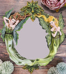Blonde And Brunette Fairies In Enchanted Forest with Greenman Wall Mirror Decor