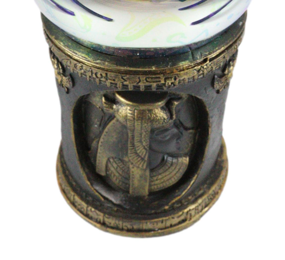 Egyptian Cleopatra Golden Column With Nefertiti Bastet LED Light Glass Ball