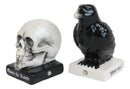 Ceramic Quote The Raven Nevermore Skull Salt And Pepper Shakers Figurine Set