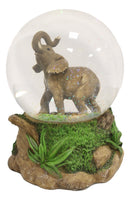 Safari Grasslands Savanna African Bush Elephant Glitter Water Globe Figurine