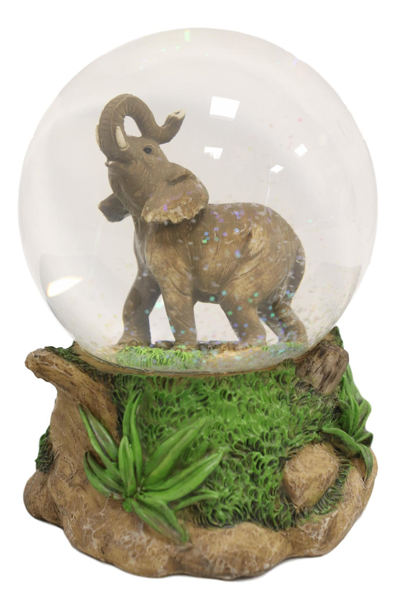 Safari Grasslands Savanna African Bush Elephant Glitter Water Globe Figurine