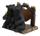 Ebros Romantic Kissing Black Bears Seated By Tree Logs Kitchen Napkin Holder 5"H