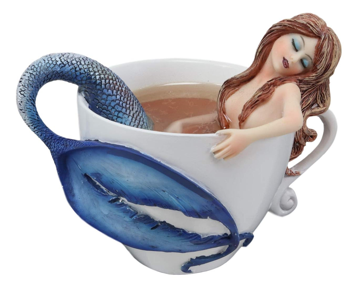 Ebros Amy Brown Relax Time Mermaid in Tea Cup Statue Nautical Fantasy Mermaids Sirens of The Seas Collector Figurine Birthday Housewarming Ideas Home Shelf Desktop Kitchen Decor
