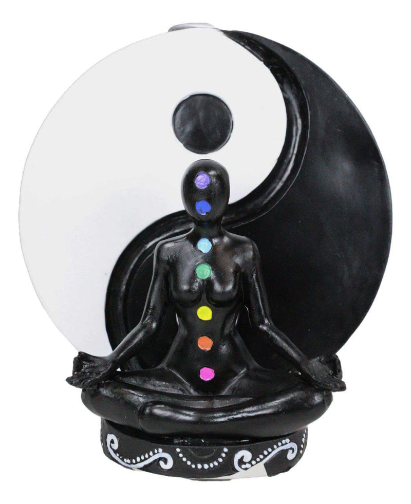 Chakra Yoga Avatar With Black And White Yin Yang Backflow Incense Cone Holder