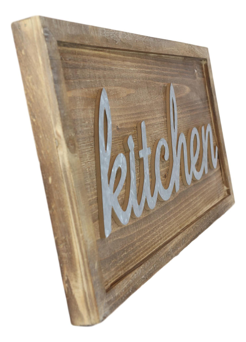 Wood And Galvanized Metal Kitchen Word Art Plank Wall Plaque Sign Home Accent