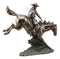 Large Western Cowboy With Lasso On Bucking Horse Statue 19"L Faux Bronze Resin