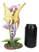 Beautiful Tropical Purple Orchid Blossoms Elf Magic Fairy With Ladybug Figurine