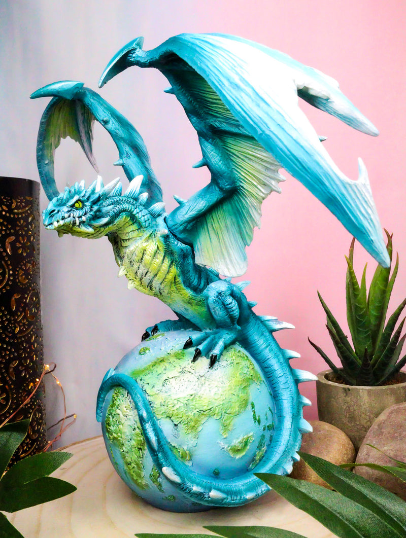 Ebros Celestial Galaxy Planet Earth Terrestrial Blue Guardian Dragon Figurine Decor