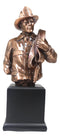 Fireman Carrying Fire Fighter Hose Reel Portrait Bust On Trophy Base Statue