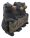 Large Rustic Forest 3 Black Brother Bear Cubs Holding Welcome Sign Statue Decor