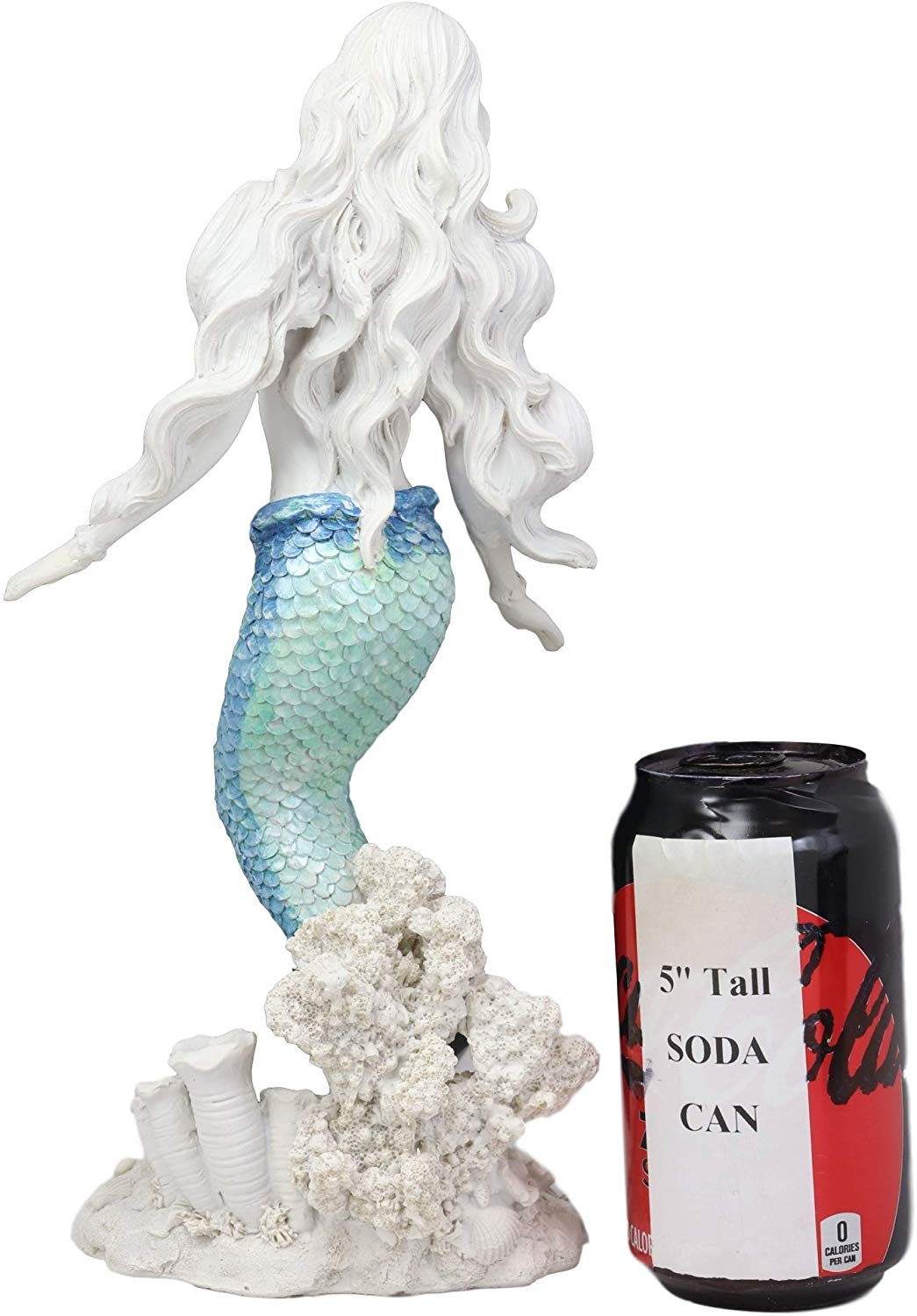 Ebros Nautical Blue Tailed Siren Mermaid Ariel Standing By Corals Statue 11.75"H
