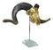 Electroplated Gold Realistic Bighorn Sheep Ram Skull Sculpture On Pole Stand